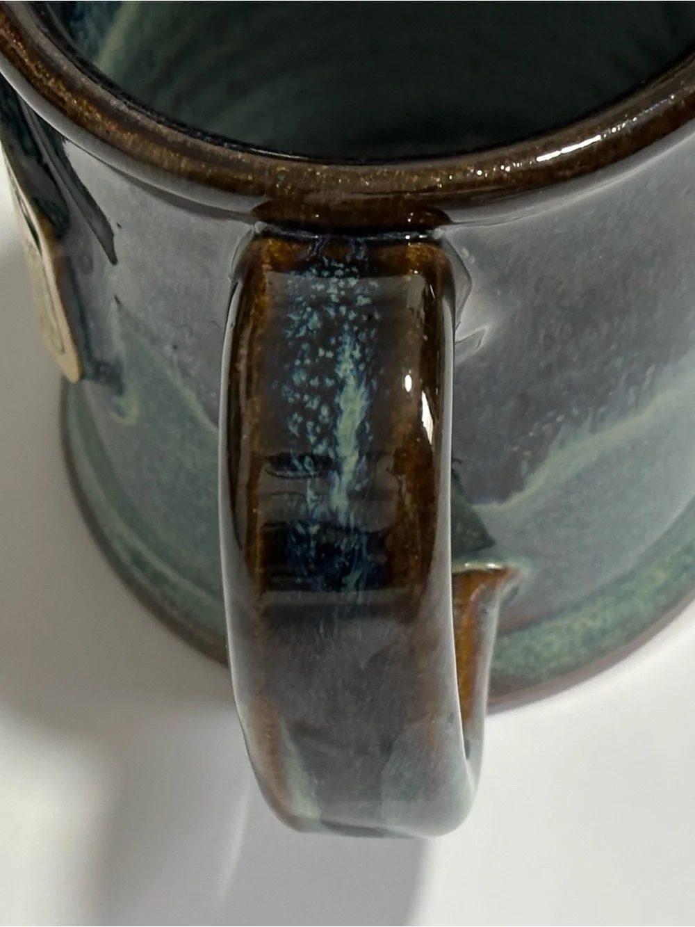 Handcrafted Stoneware Mug in Blue-Green Glaze